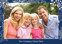 Silver Snowflakes on Blue Holiday Photo Card